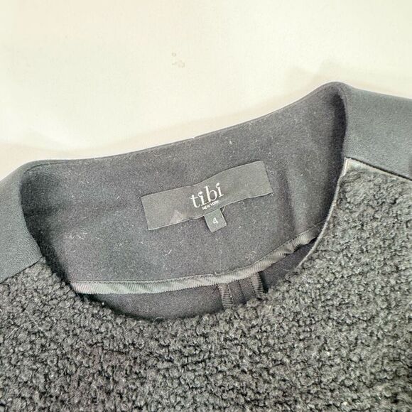 tibi Jacket Blazer Womens 4 Virgin Wool Blend Black Textured Full Zip Pocets - Picture 3 of 9